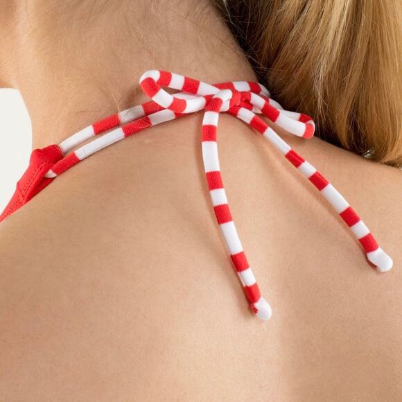 Lululemon Hip To Be Zen Halter in Twin Stripe Love Red / Love Red Tank Top Pads - Picture 3 of 11